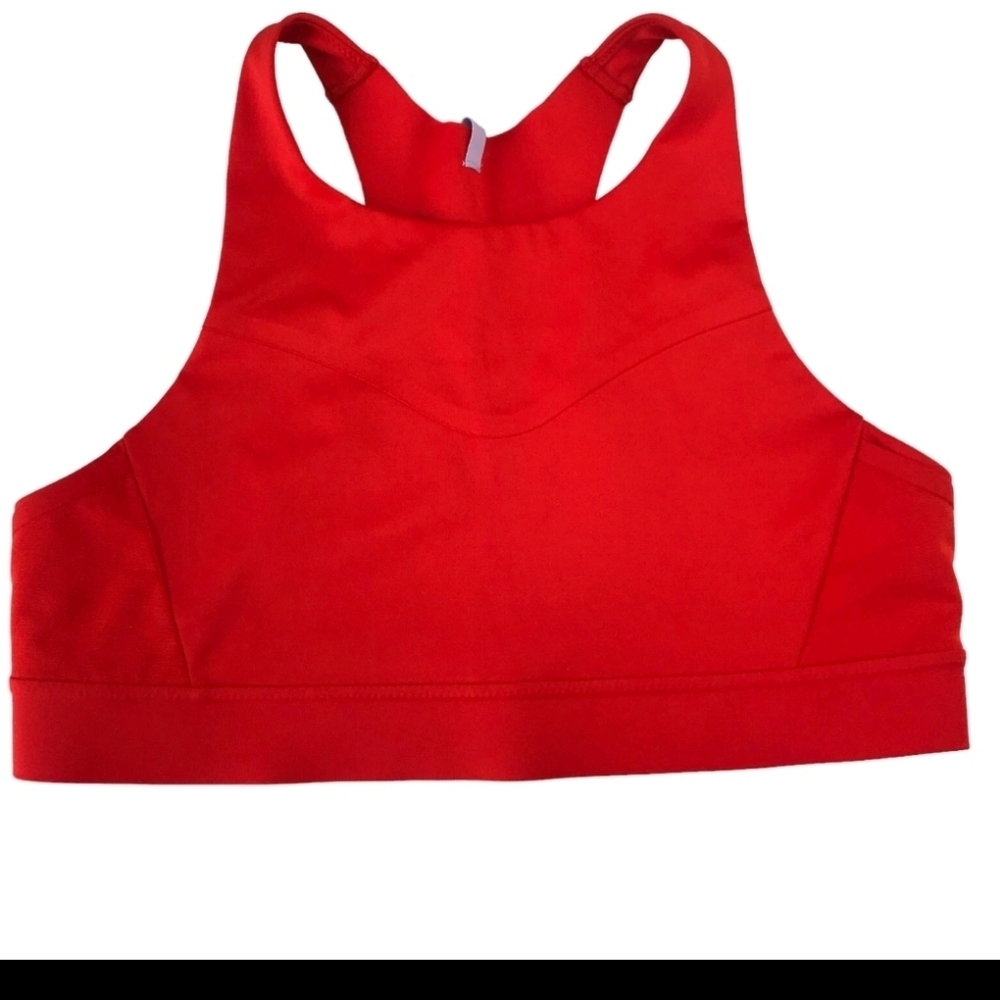 Brooks Running Sports Bra Crop Top High Neck Bold Red 38E(DD)